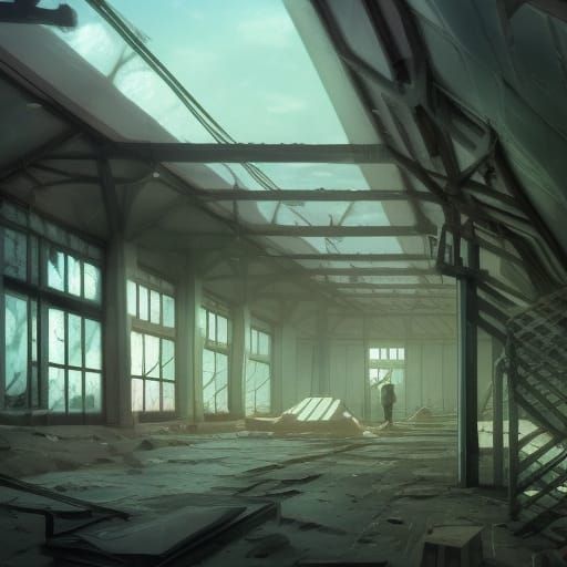 Abandoned Military Station in Studio Ghibli Style