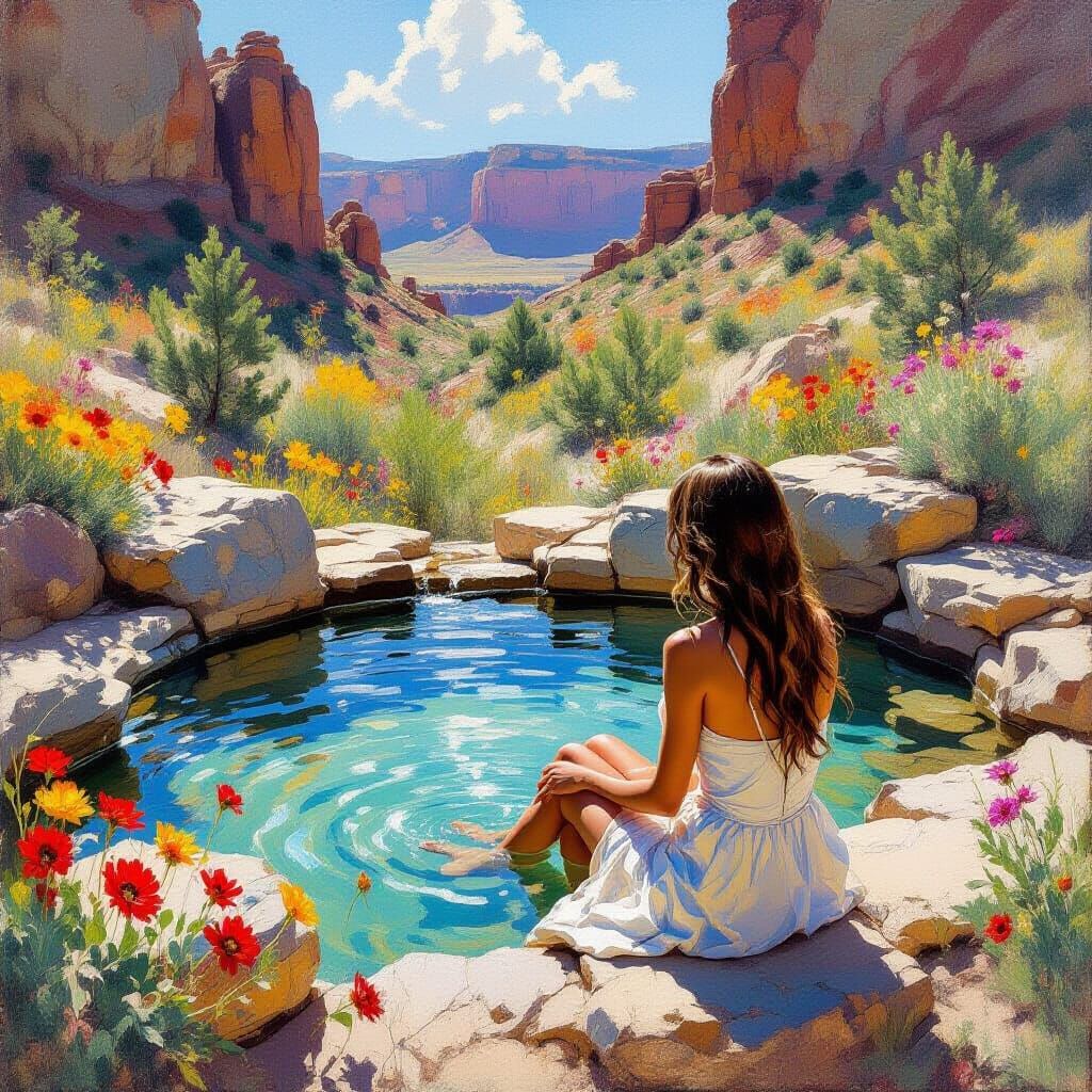 Utah Hot Spring: An Oil Painting Landscape