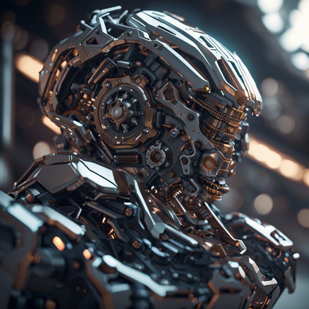 Futuristic Sci-Fi Mech in Polished Metal