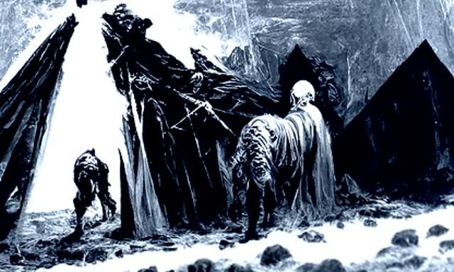 Dark Moon Horror in Engraving Style