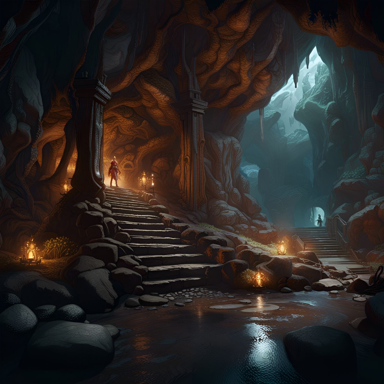 Dark Fantasy Cave Concept Art in 8K Resolution