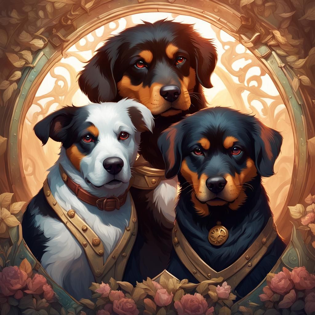 Hyperdetailed Portrait of Dog Friends in Unreal Engine 5