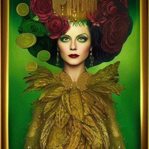 Money Queen Portrait in 70s Style