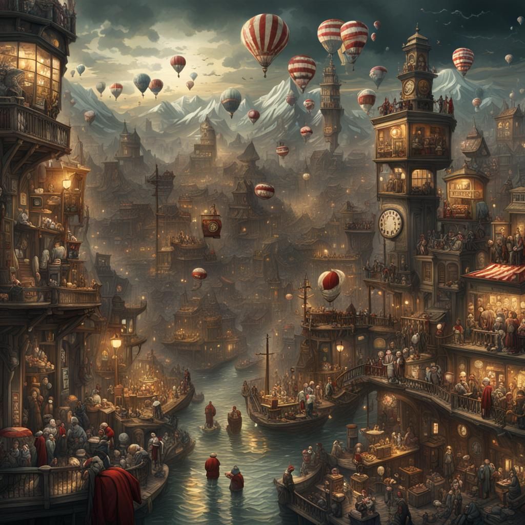 Epic Maximalist Digital Painting: Where's Waldo?