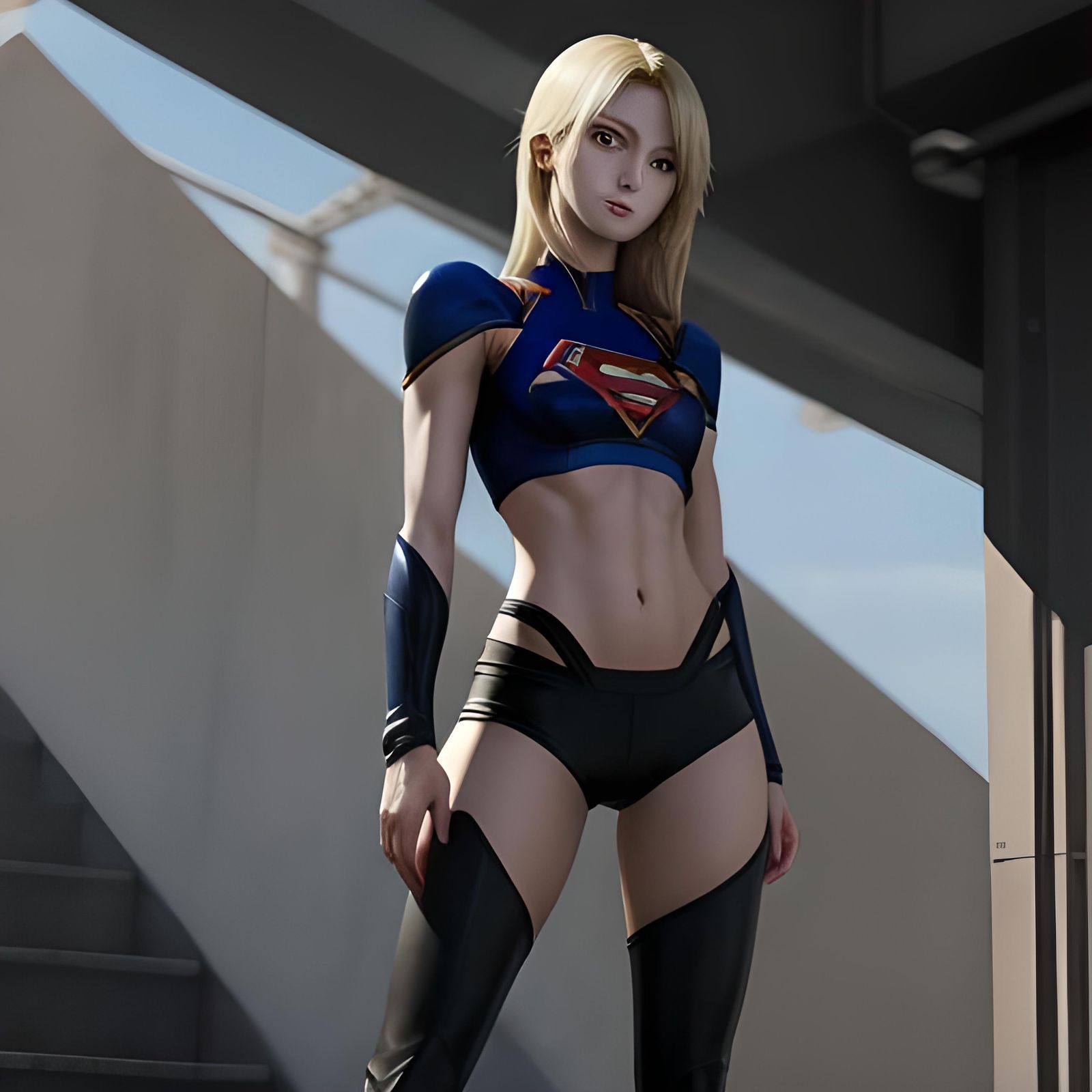 Supergirl in Anime Style with Fitness Outfit