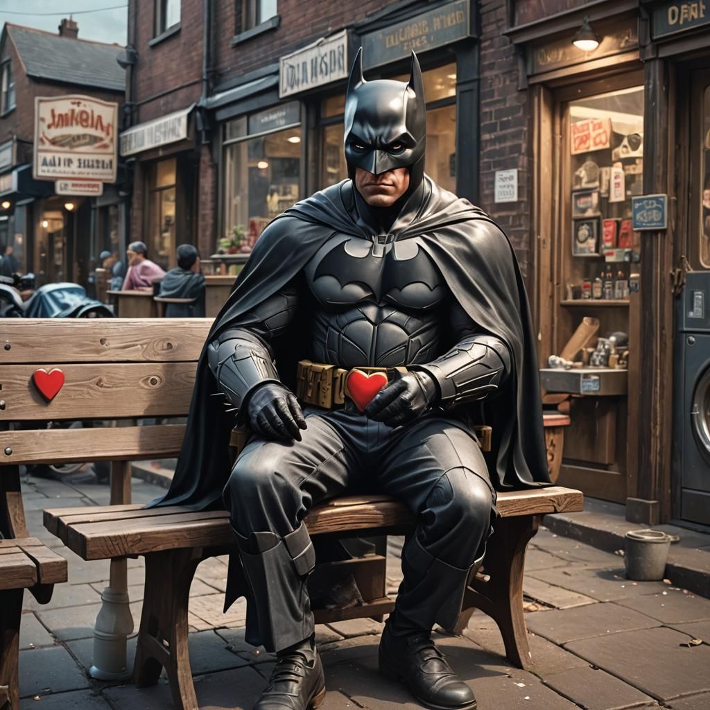Hyperrealistic 1950s Batman in Laundrette Setting