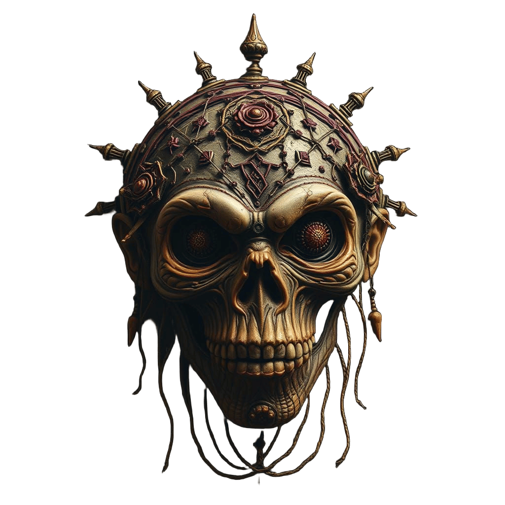 Shrunken Human Head in Artistic Illustration