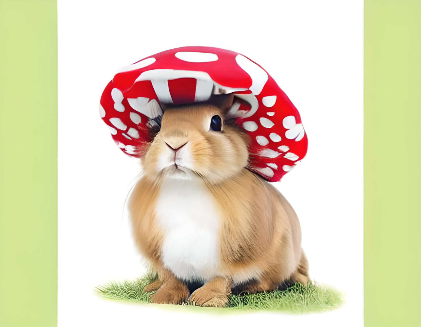 Rabbit Wearing Mushroom Hat