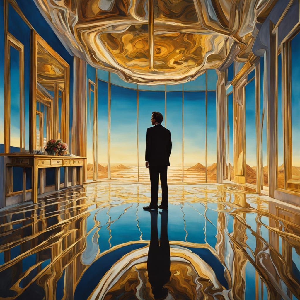 Surreal Masterpiece: Fragmented Reflections in a Dreamlike H...
