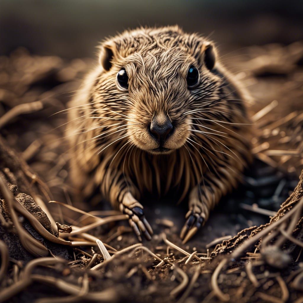 Hyperrealistic Dead Gopher in High Contrast