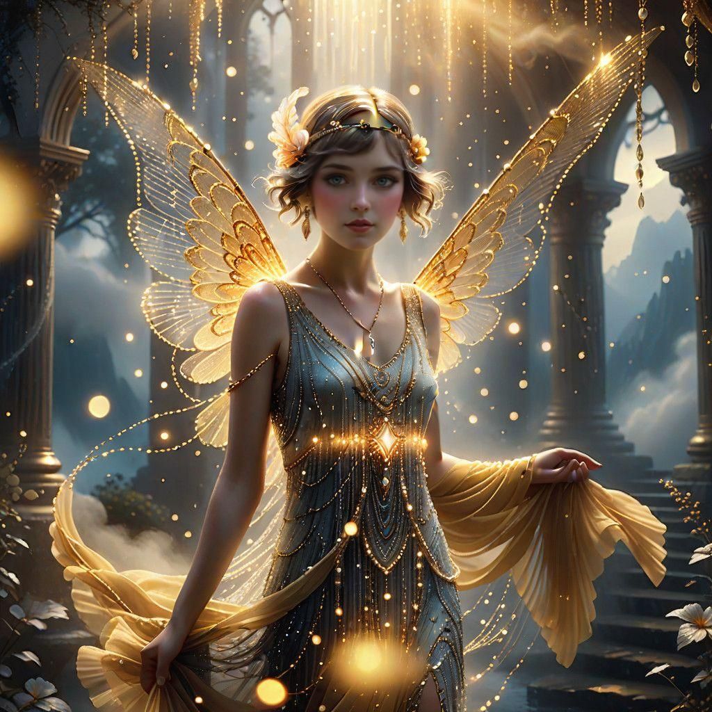 Stunning Flapper Fantasy Scene in Hyperdetailed Digital Art