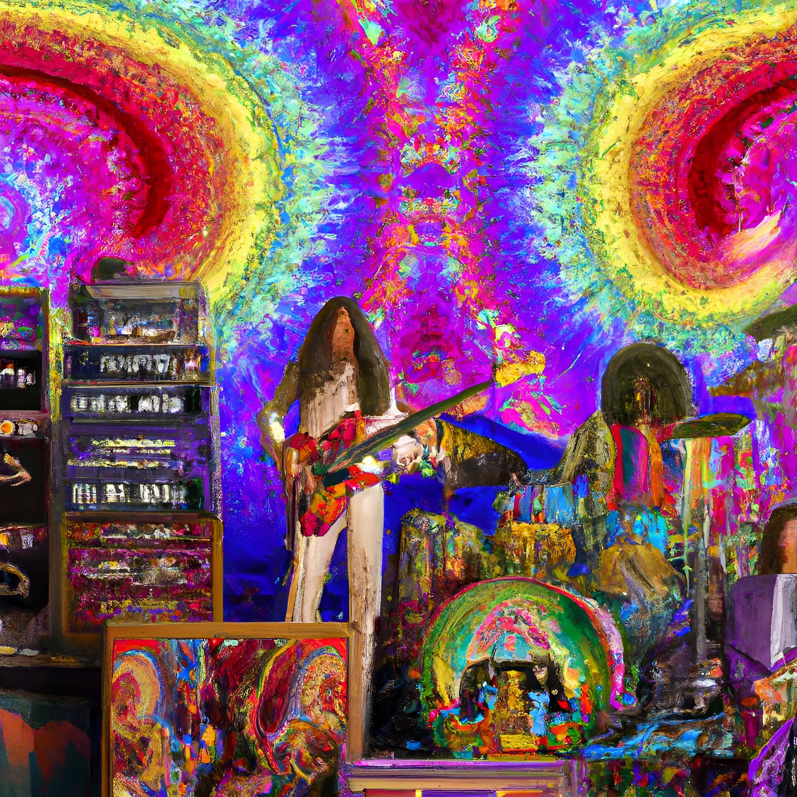 Psychedelic Light Show with 1960s Rock Band