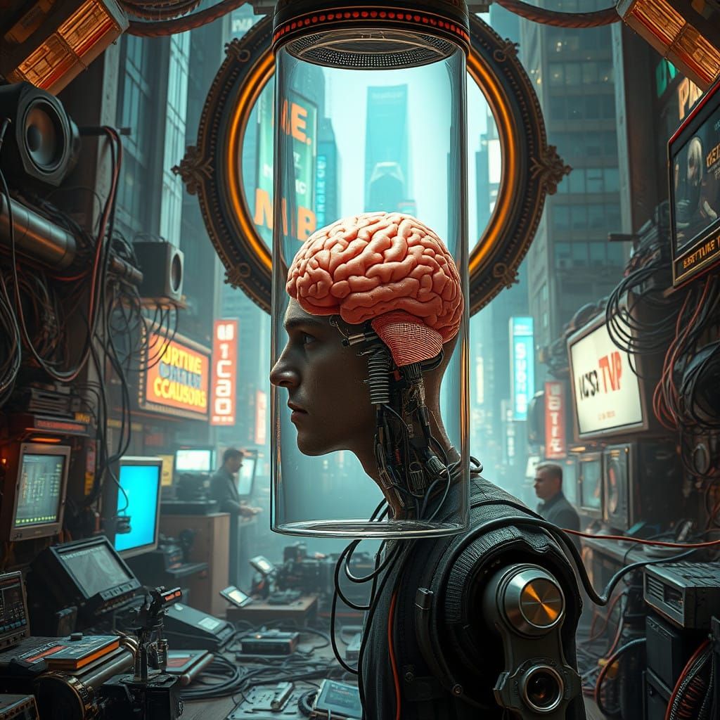 Cybernetic Mindcraft in a Blade Runner-Inspired City