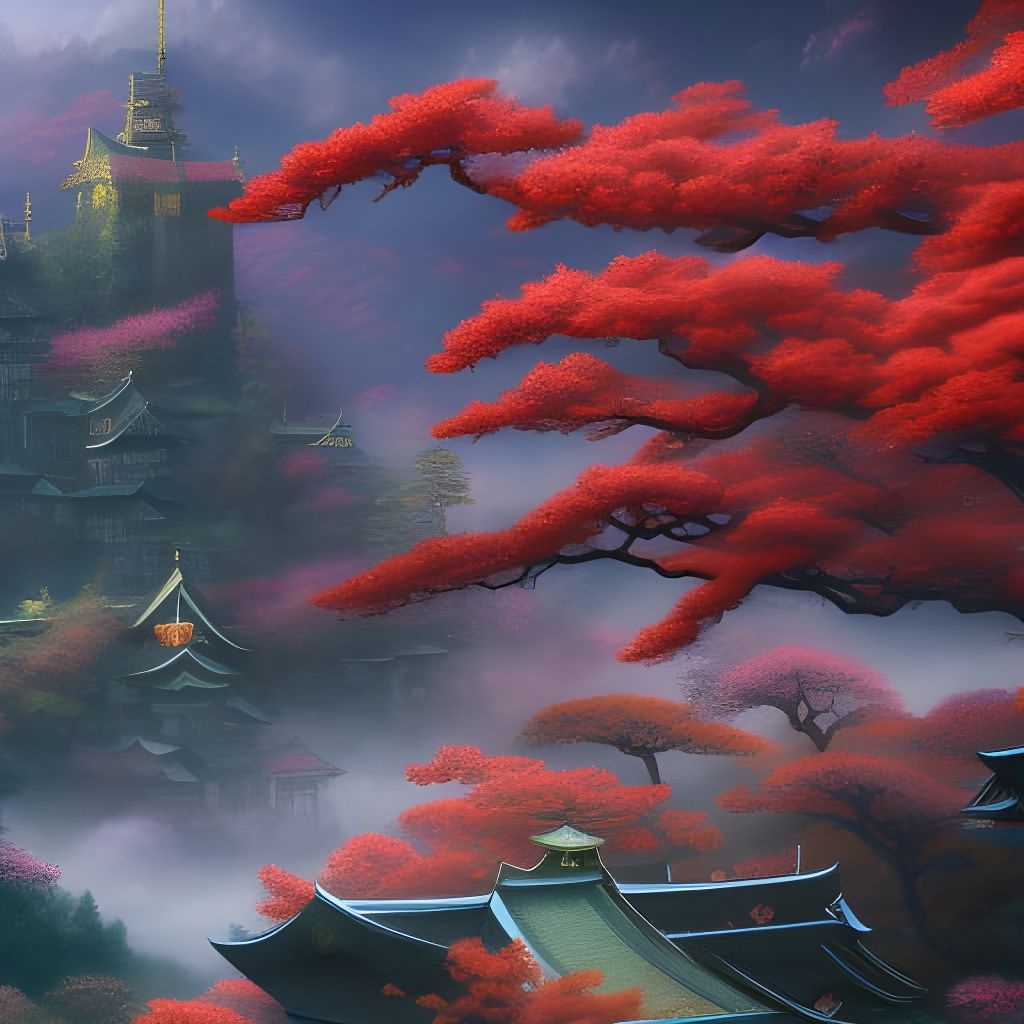Fantastical Japan Concept Art in Detailed Matte Painting