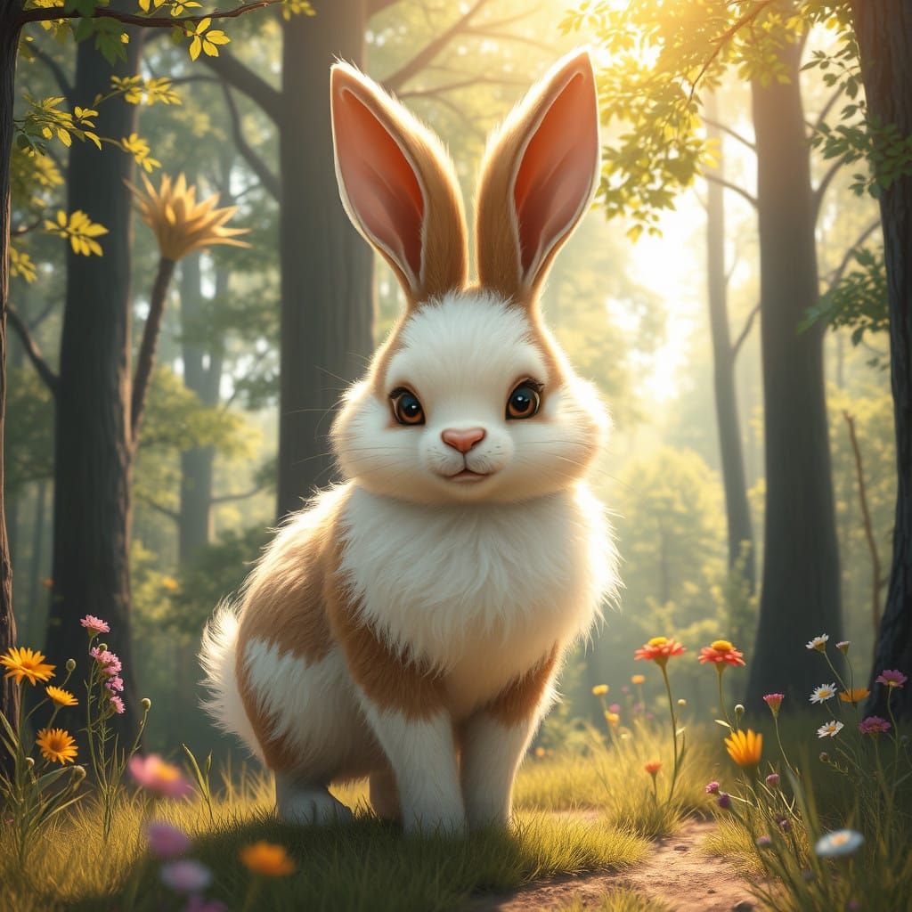 Majestic Loupunny in Whimsical Forest Scene