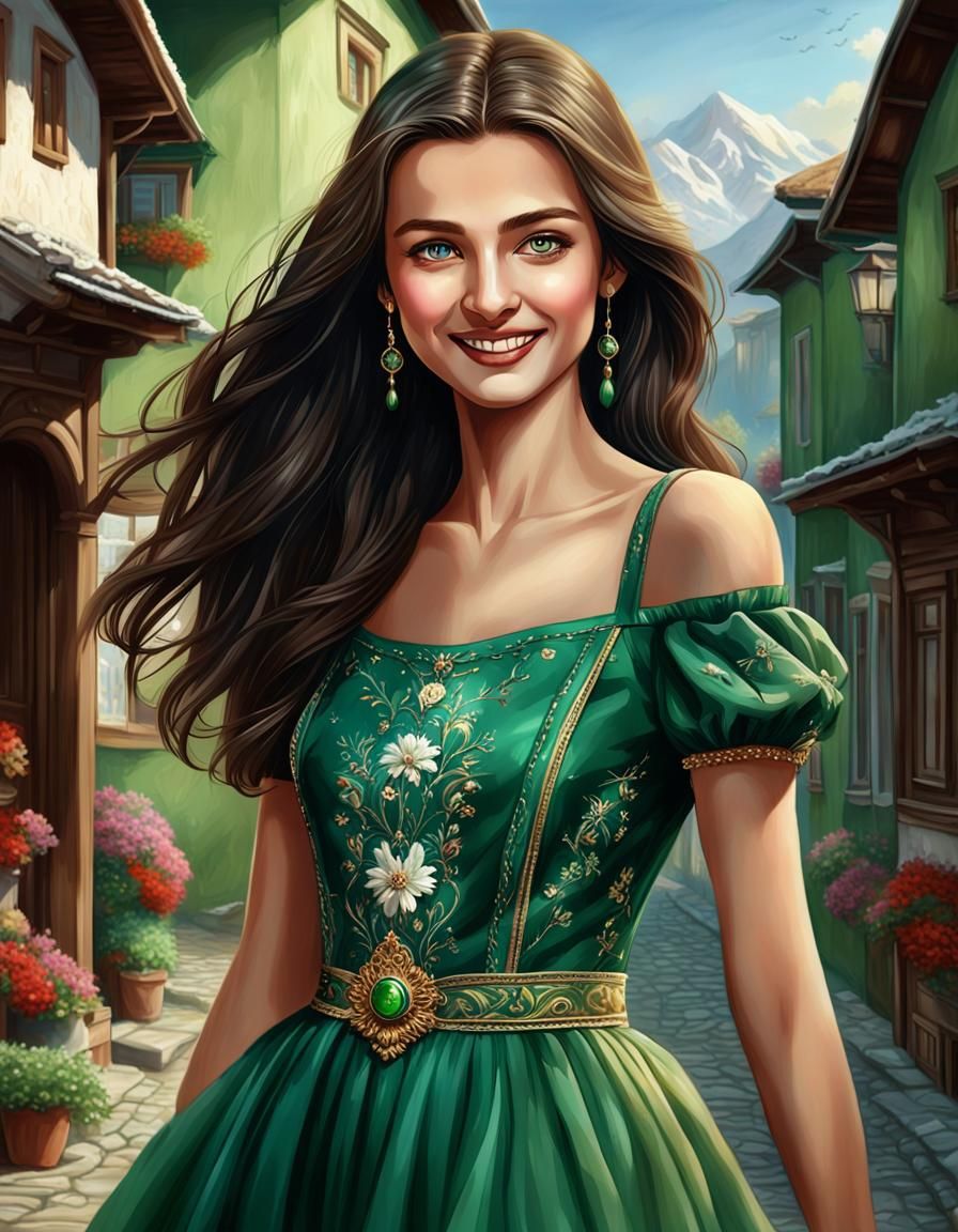 Bulgarian Beauty Surrounded by Admirers in Fantasy Art