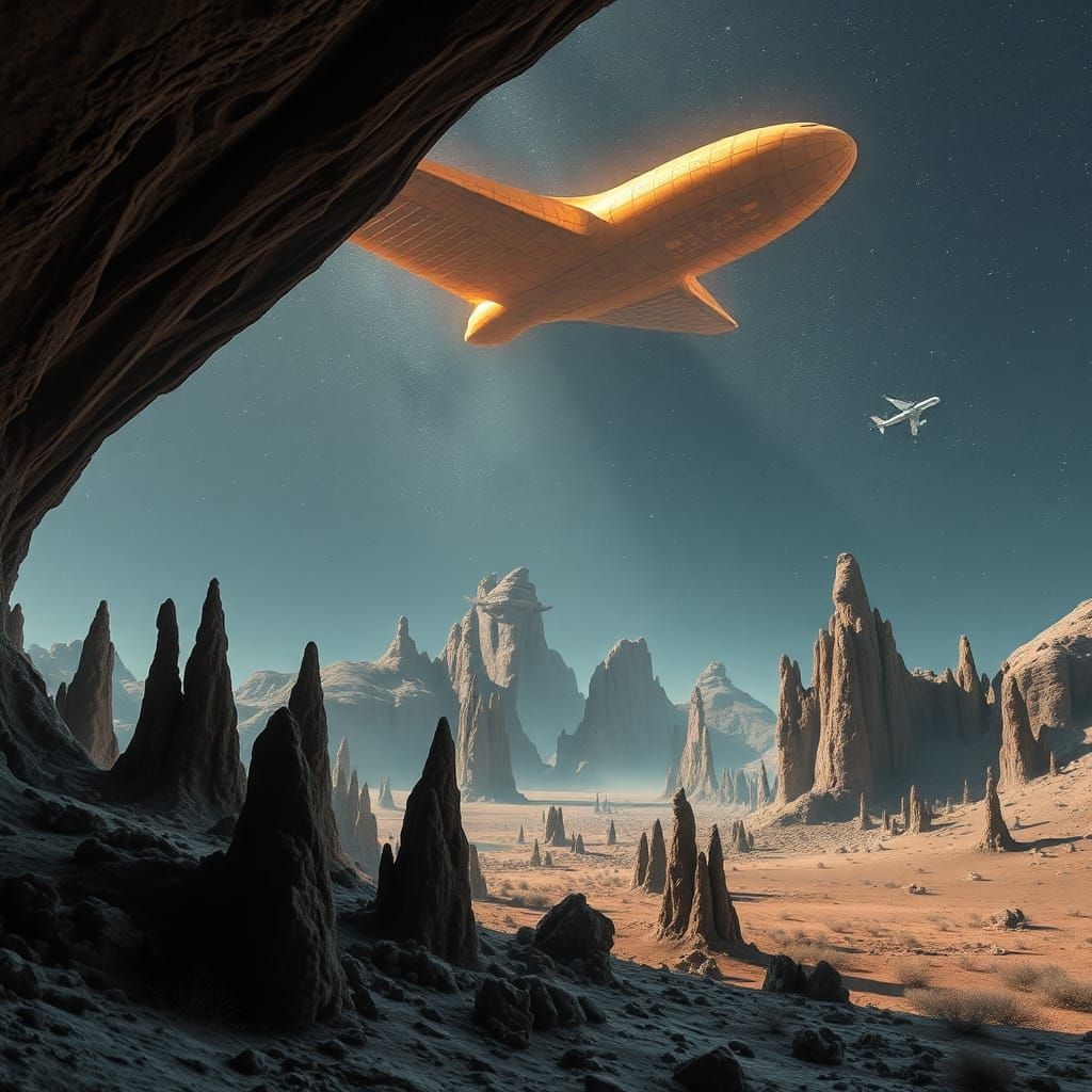 Alien Planet Cavern: A Surreal Digital Landscape
