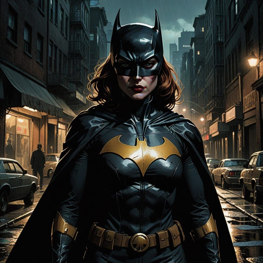 Batgirl in Moody Gotham City Alleyway