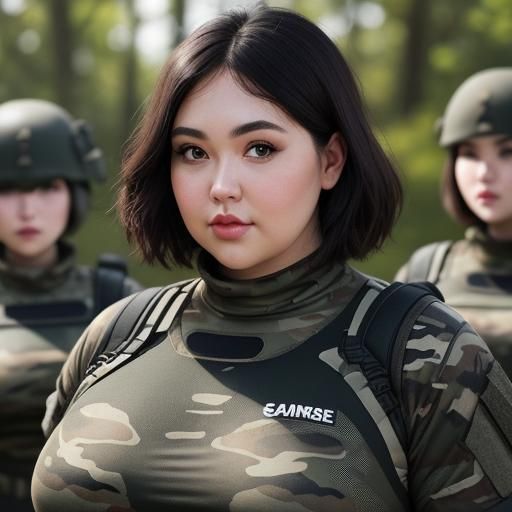 Plus-Size Woman Leads Troops in Warzone Photo