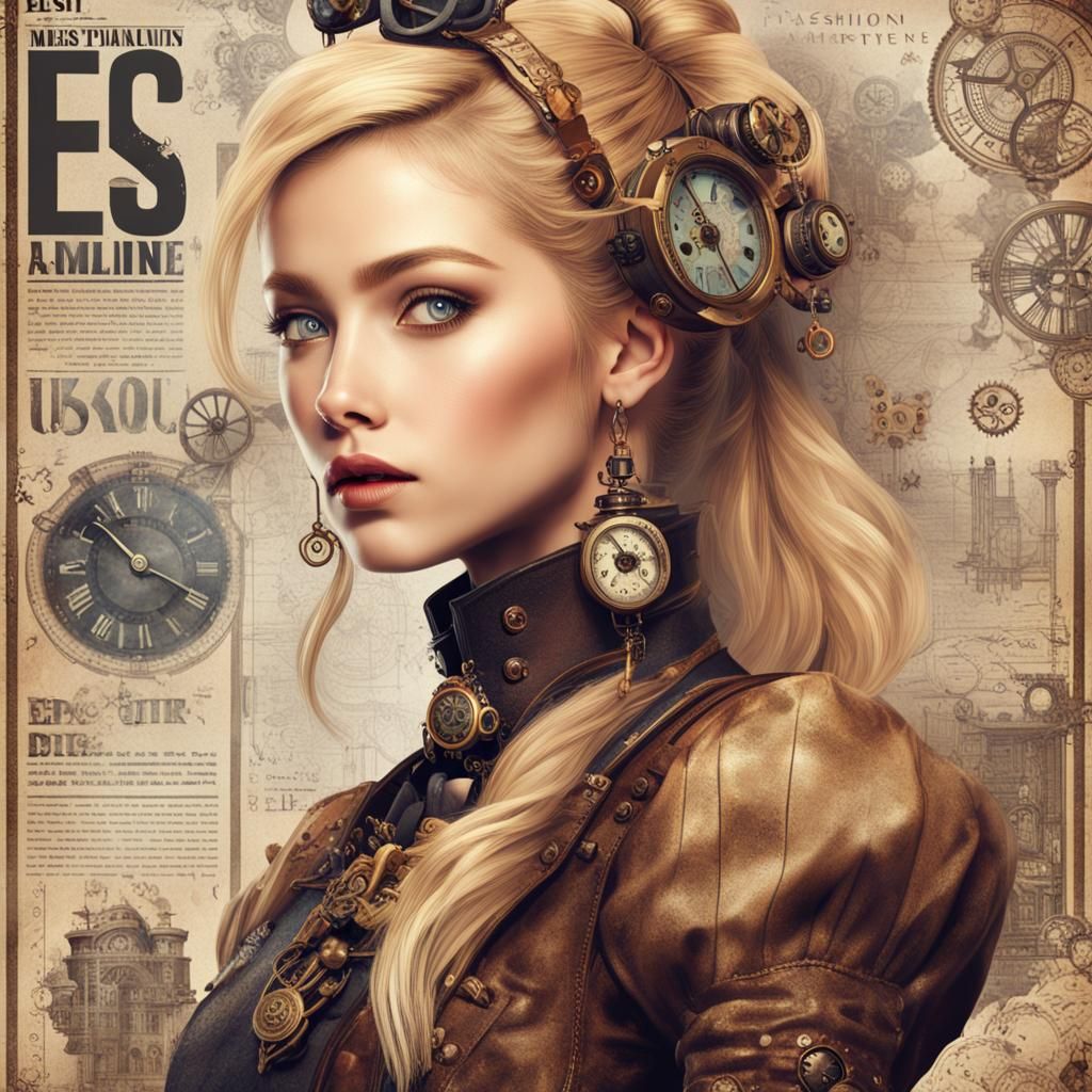 Steampunk Girl on Fashion Magazine Cover