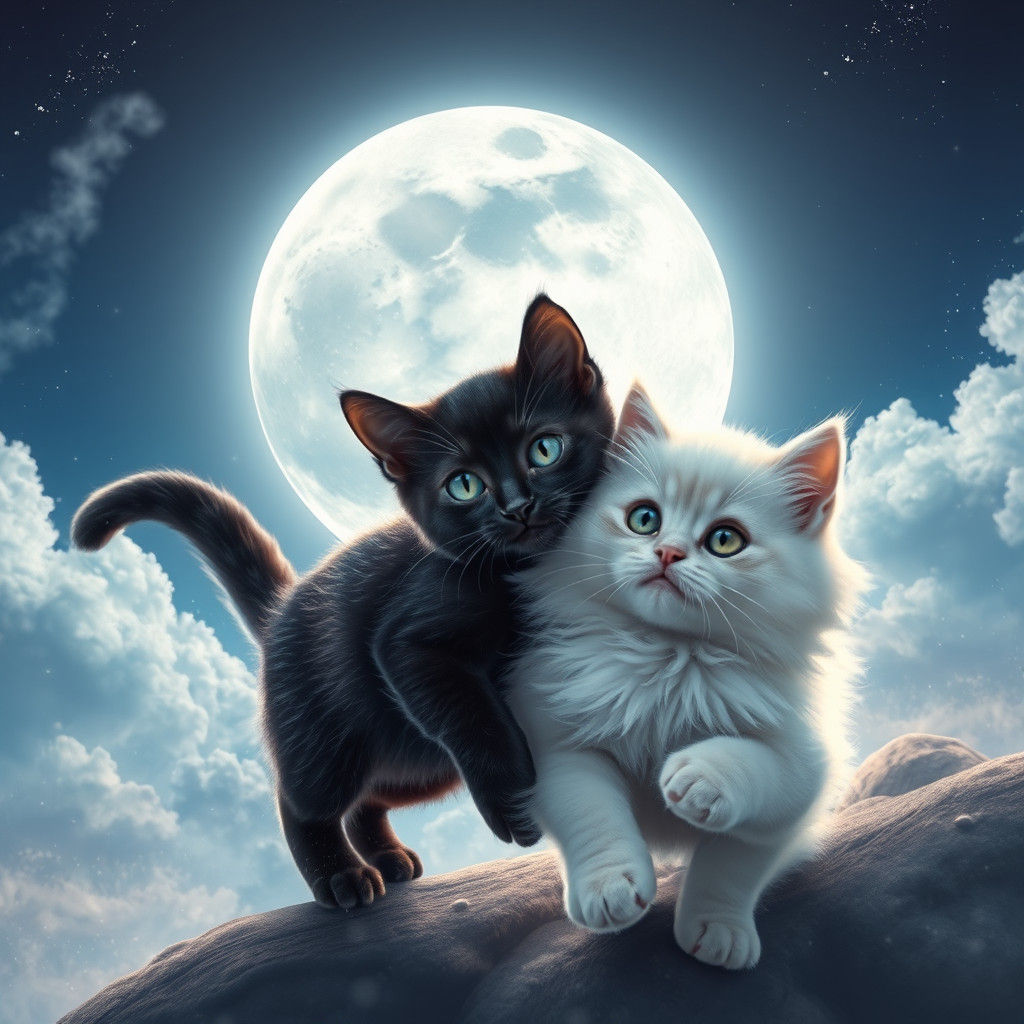 Cats Frolicking Under the Moon: Digital Matte Painting