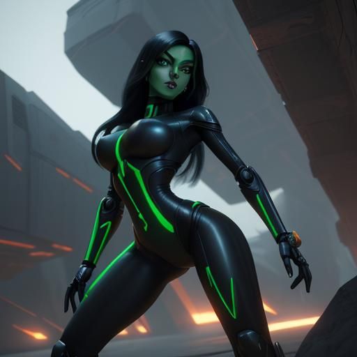 Futuristic Sci-Fi Shego with Mech Details