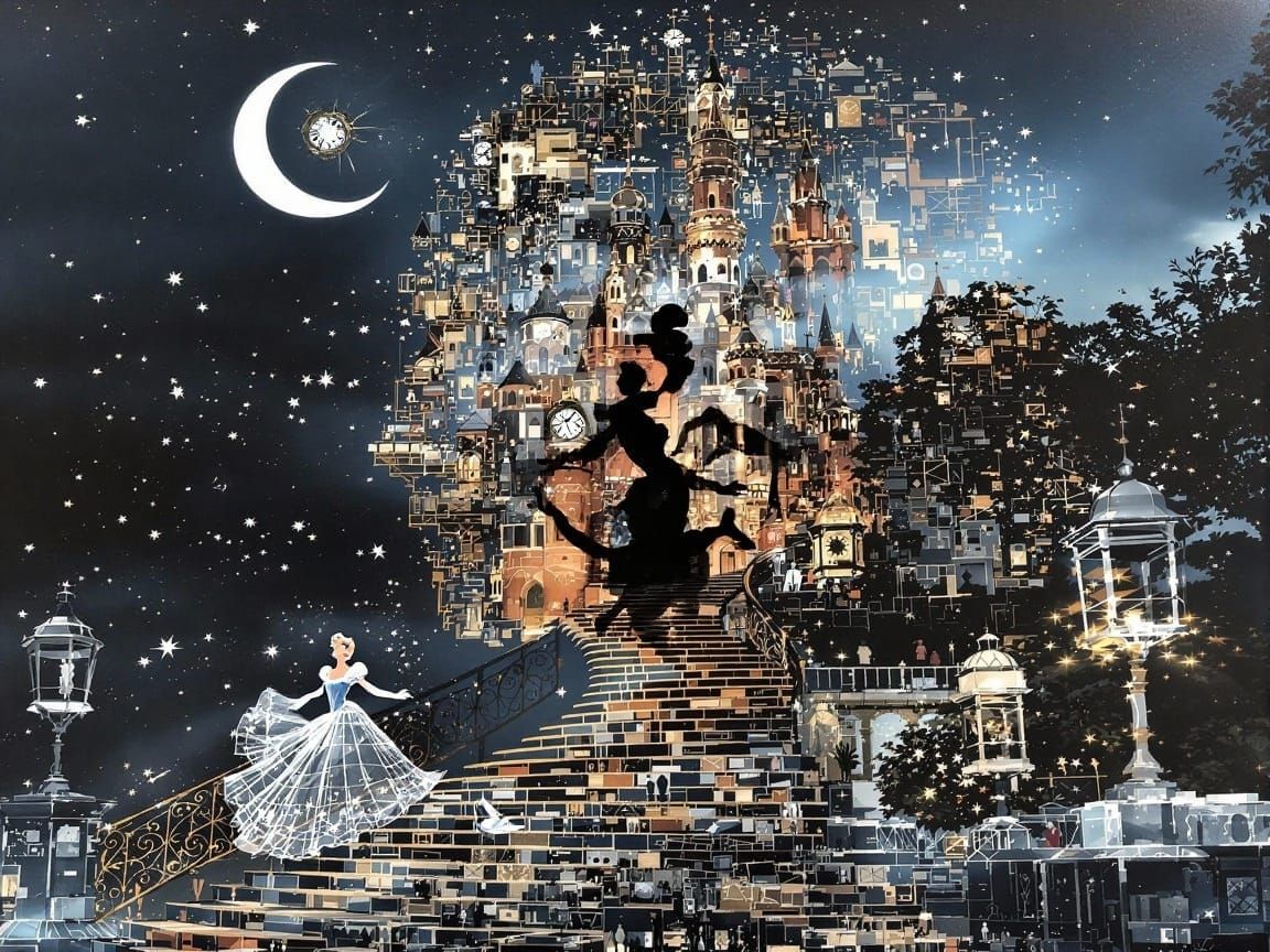 Cinderella's Midnight Run: A Double Exposure Dream