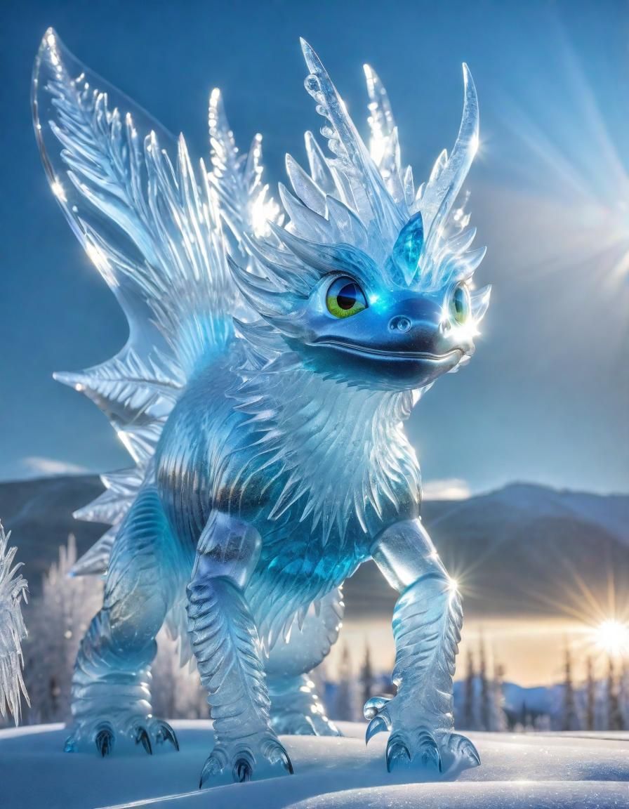 Beautiful Translucent Ice Creature in Sunlight