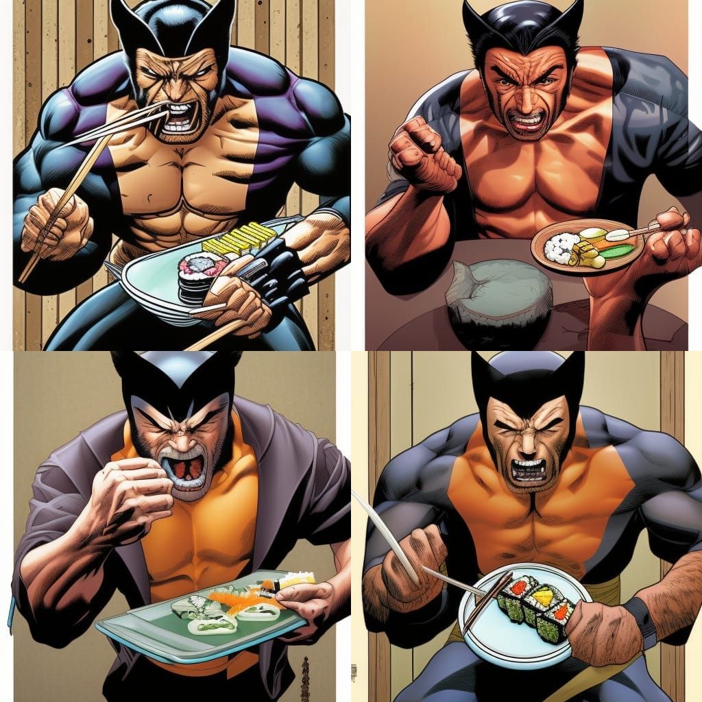 Wolverine Enjoys Sushi: Comic Book Art