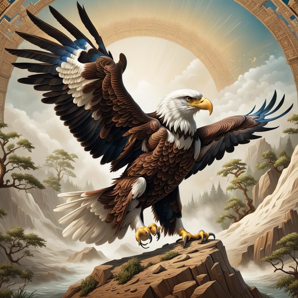 Photorealistic Eagle: Digital Hyperdetailed Illustration