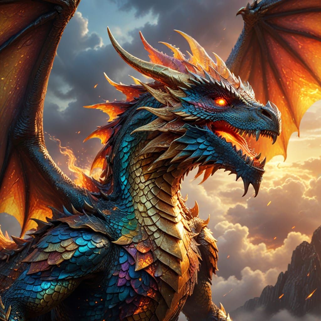 Flying Dragon Hero in Vibrant Digital Art