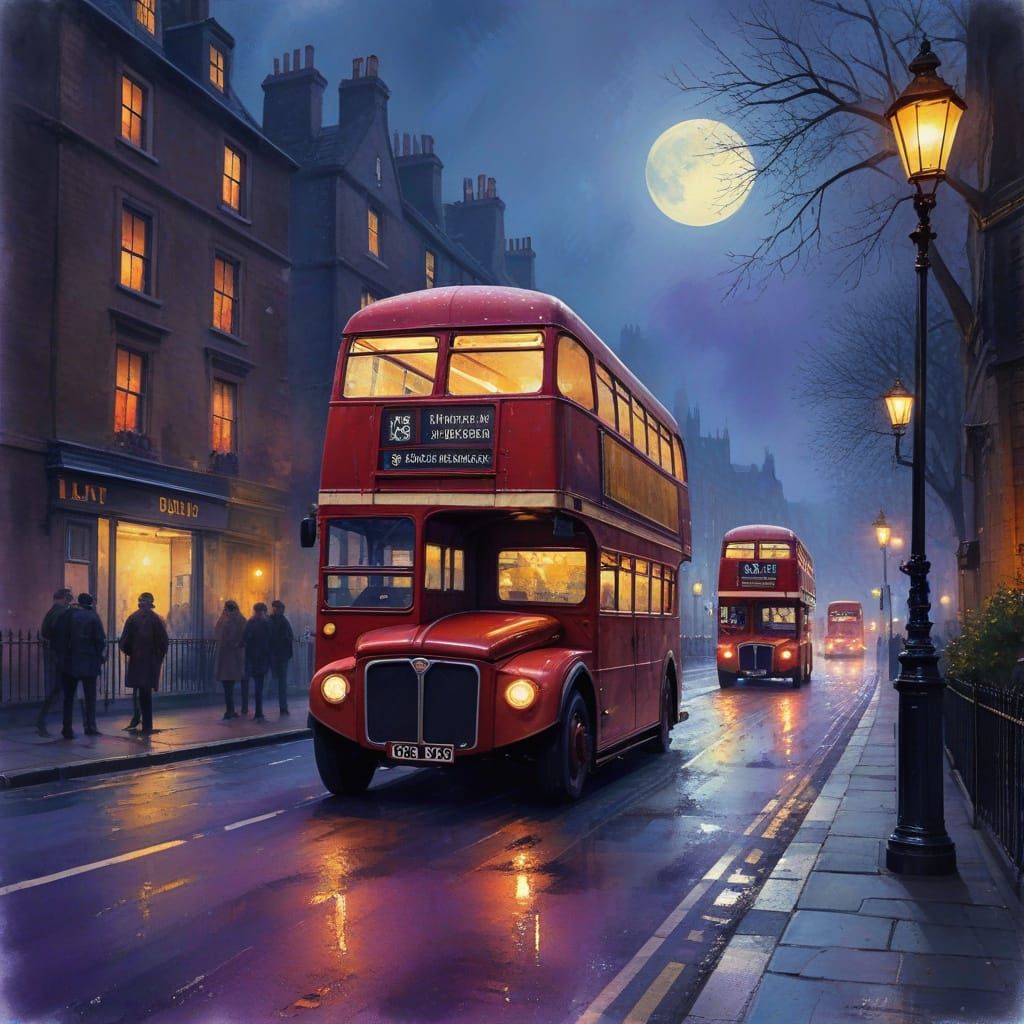 Gritty London Cityscape in Gritty Watercolor Style