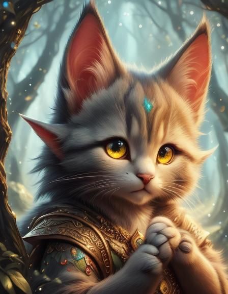 Whimsical Khajiit Portrait with Elven Ears in 8K