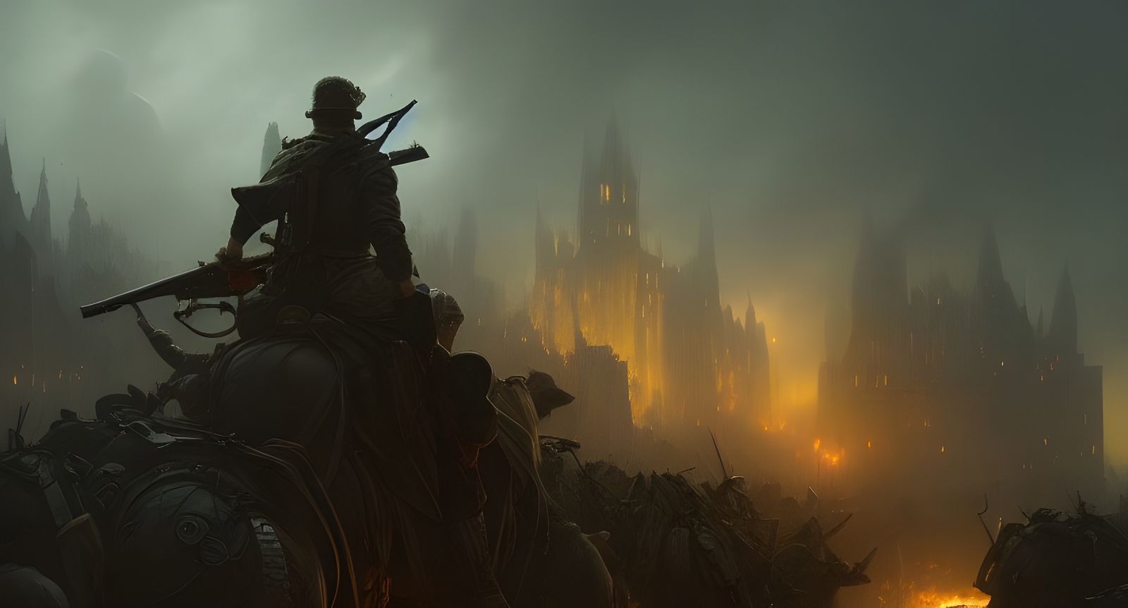 Epic War Scene in Dark Fantasy Style