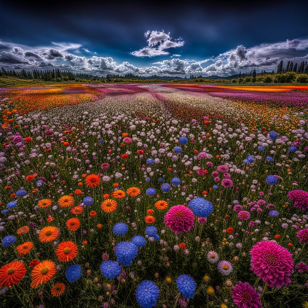 Mystical Flowers in a Photorealistic Field