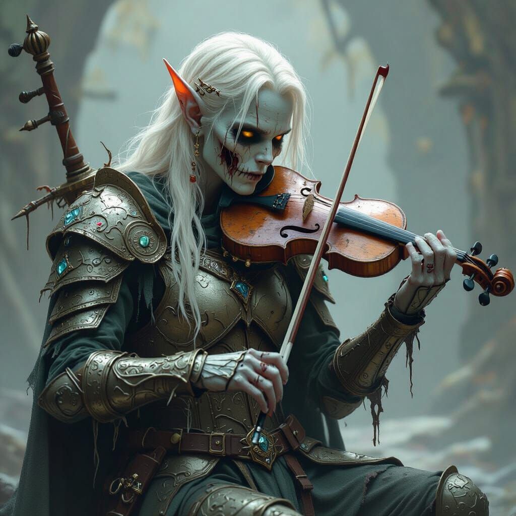 Elven Zombie Knight's Haunting Violin Serenade