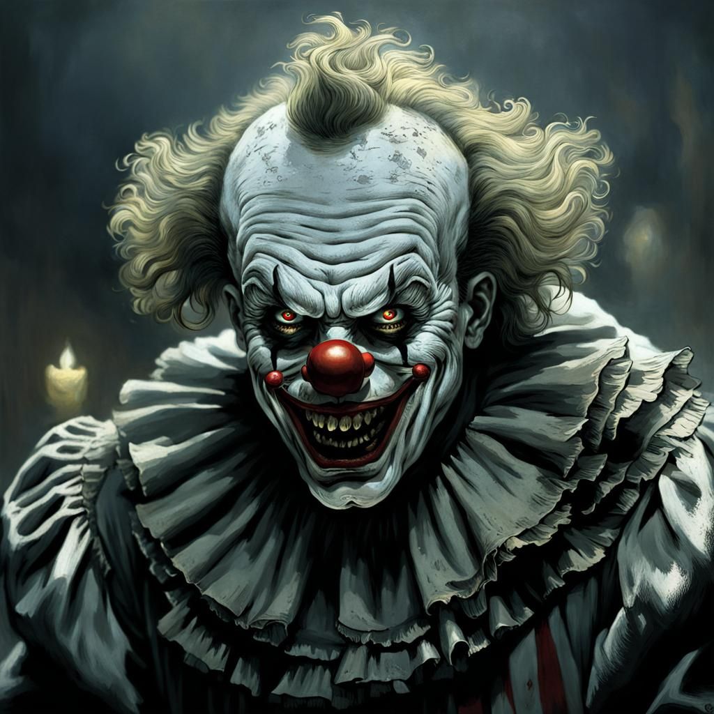 Horror Clown in Doré and Rutkowski Style