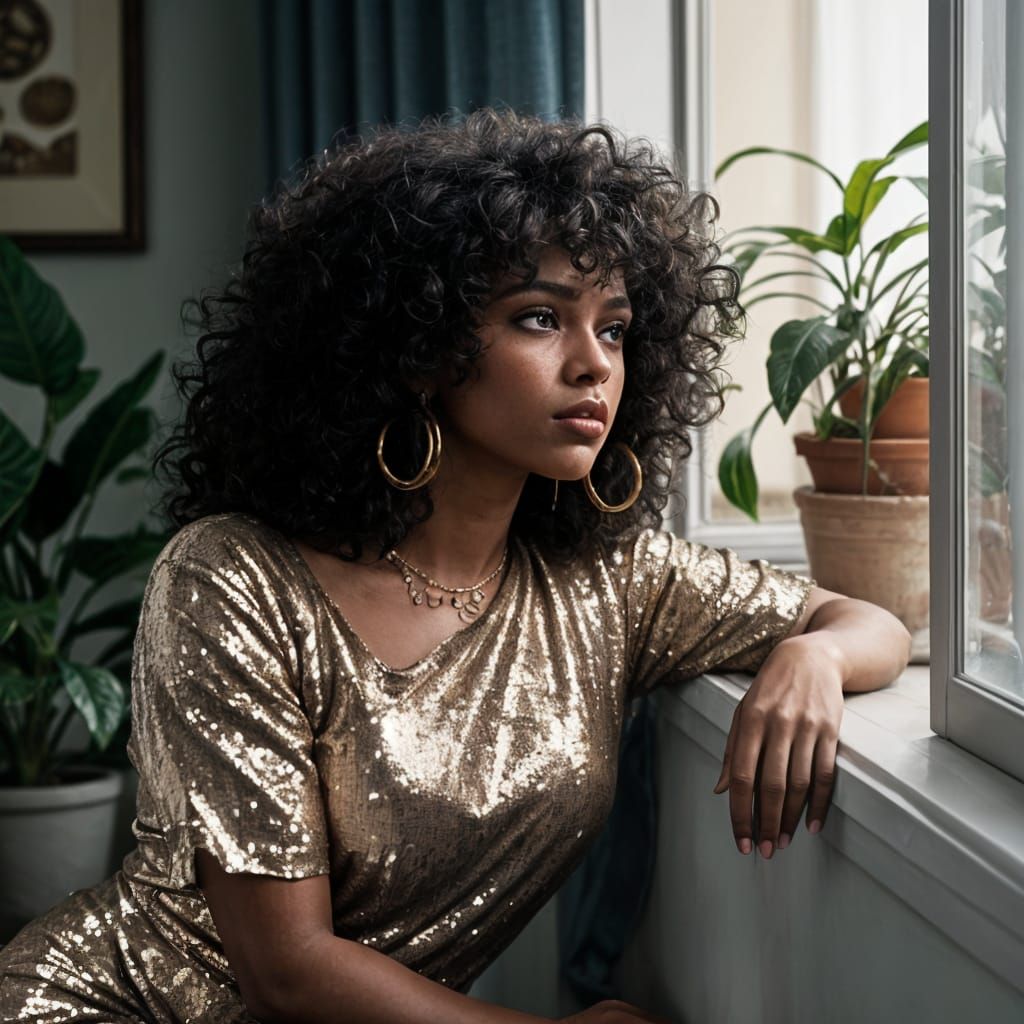 1980s Album Cover: Woman in Midnight Moonlight