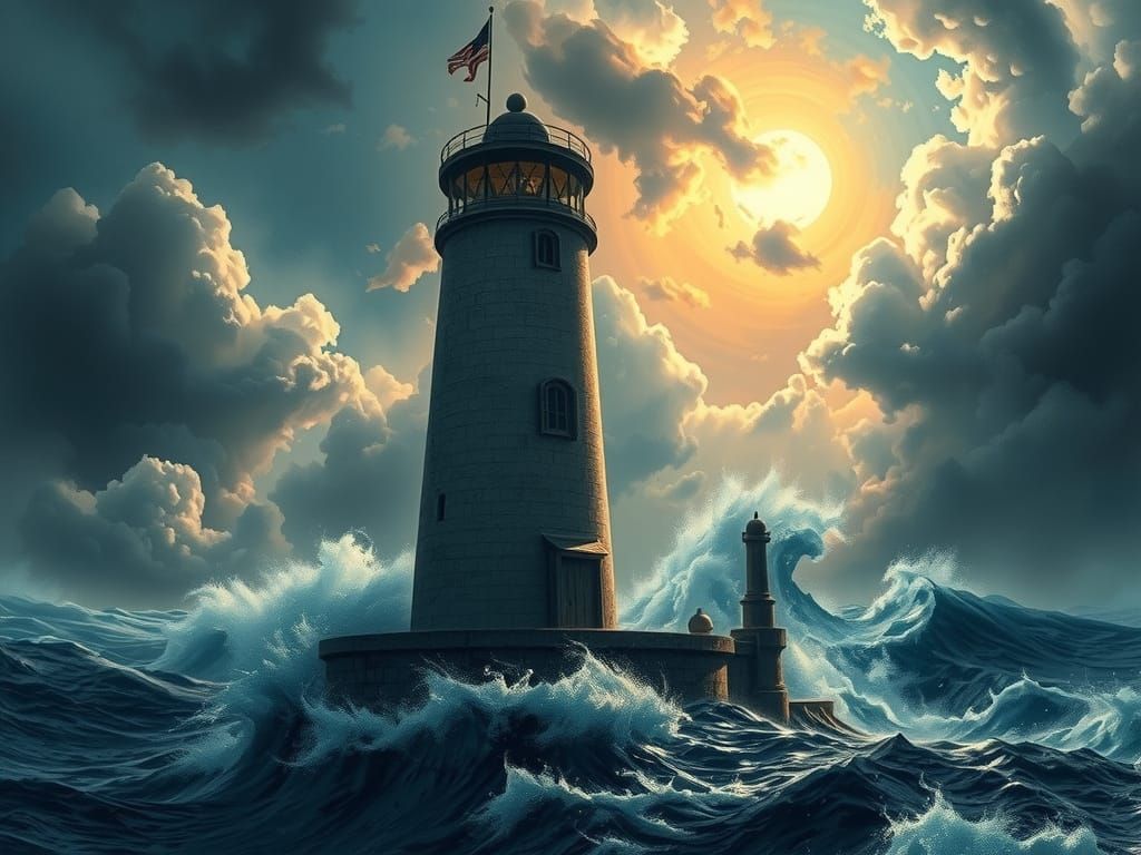 Lighthouse in stormy weather