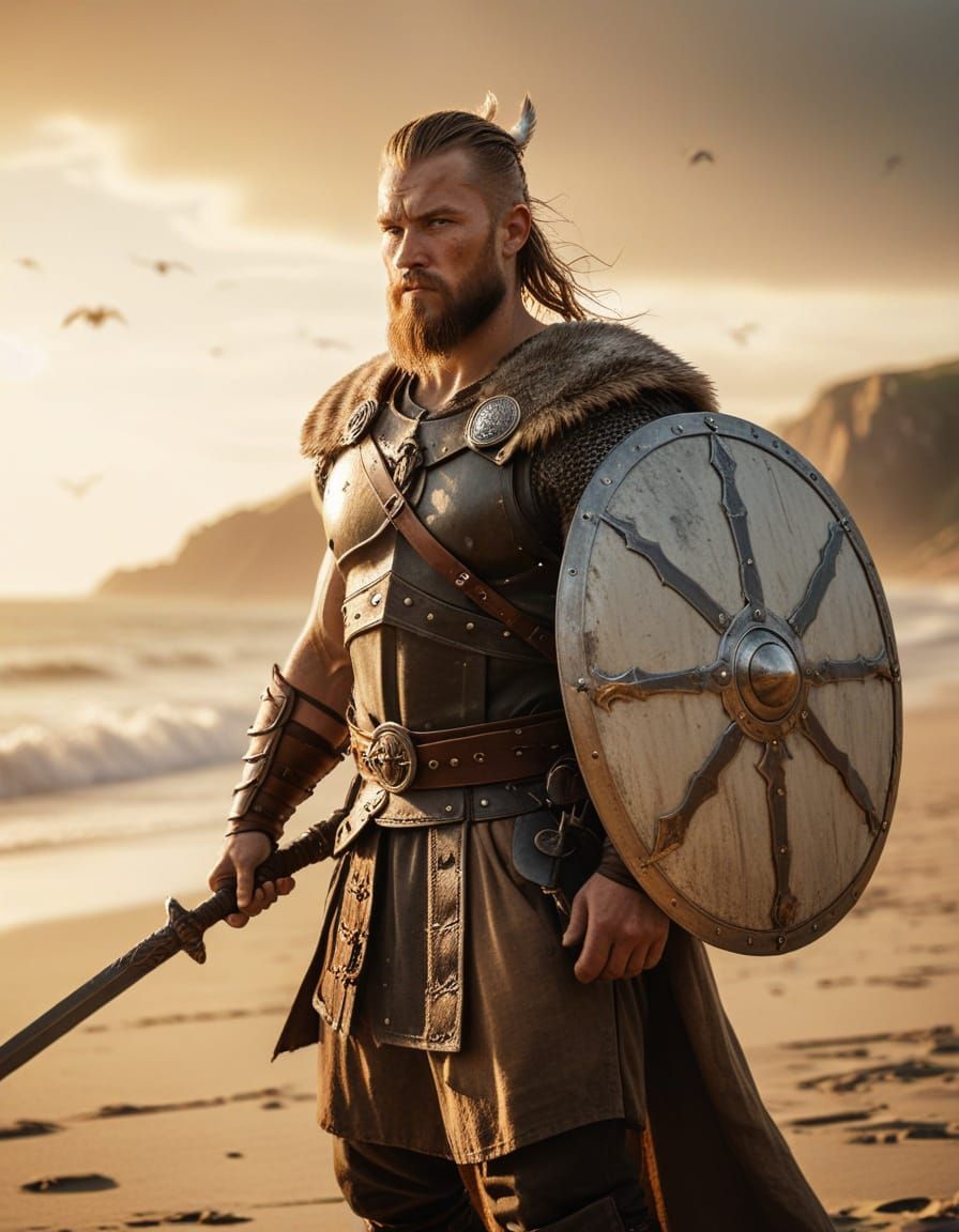 Viking Warrior in Golden Hour Light