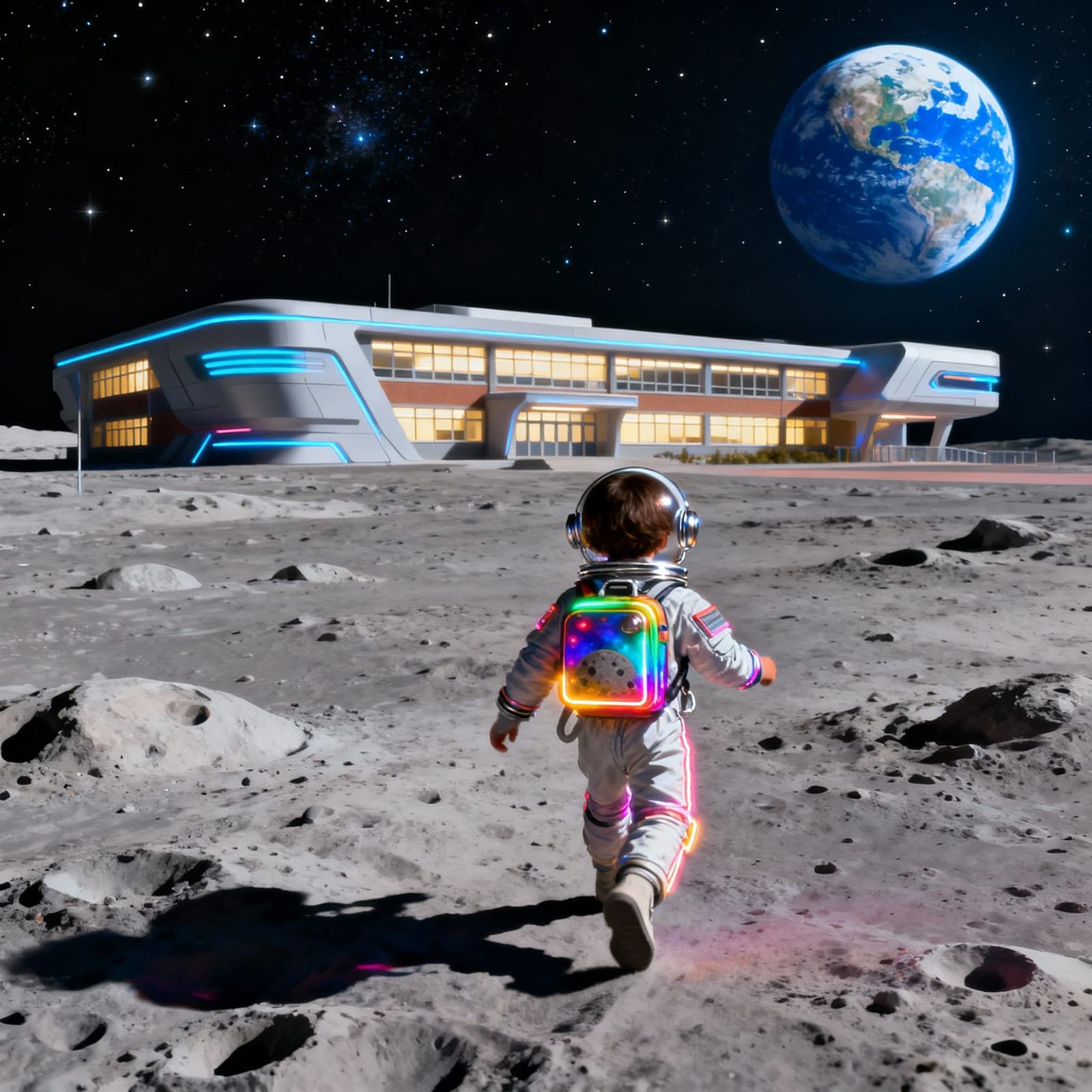 Child's First Day on the Moon with Lunar Backpack
