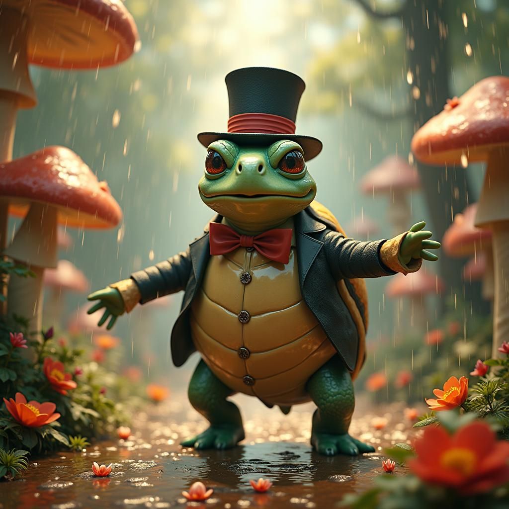 Mock Turtle's Rainy Waltz: A Matte Painting