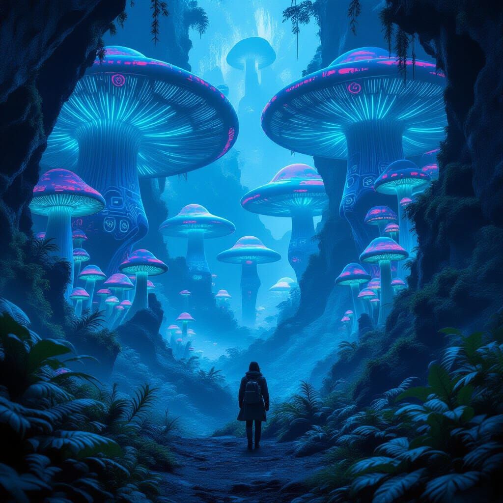 Bioluminescent Valley Discovered: A Digital Matte Painting