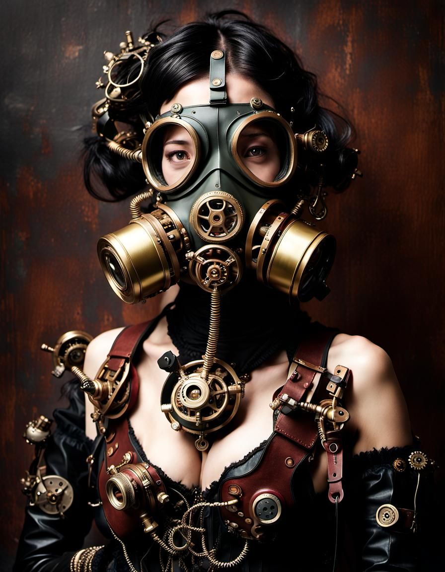 Steampunk Supermodel in Elaborate Gasmask