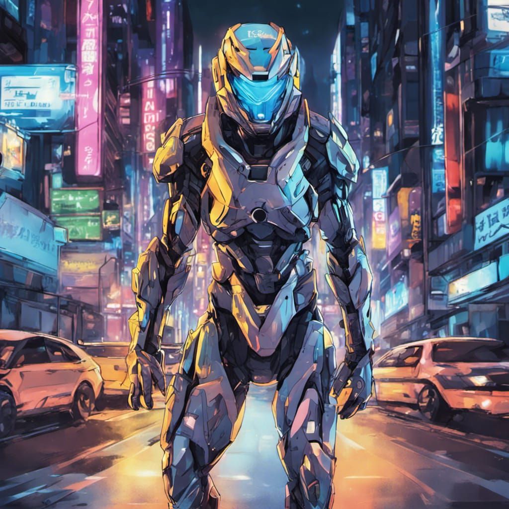 Futuristic Edge Runners in Neon City: Anime Style