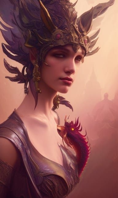 Dragon Queen Portrait in Fantasy Art Style