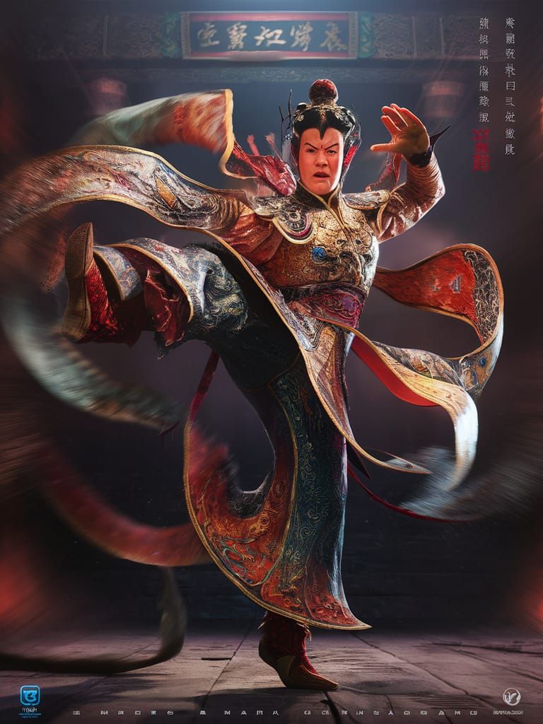 Kung Fu Opera Singer in Hyperrealism Movie Poster