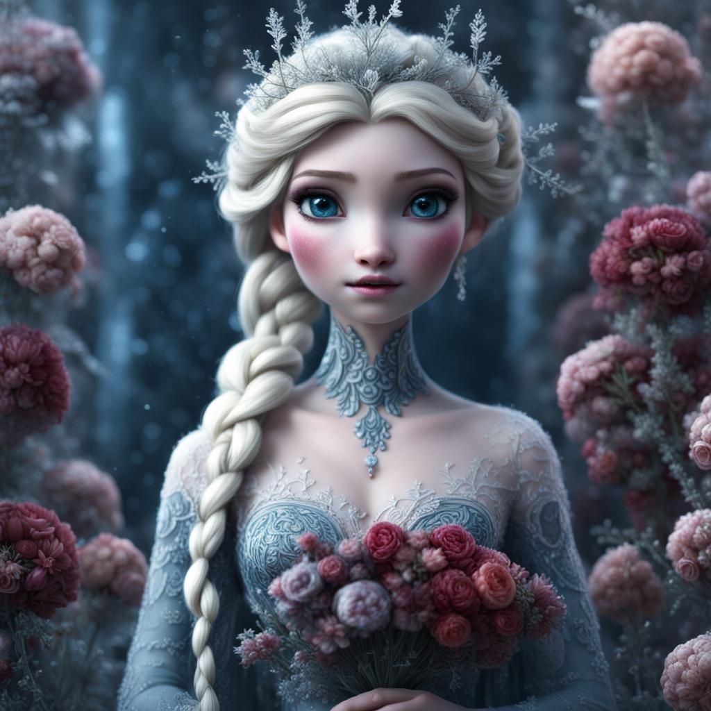 Frozen Flower Doll in Digital Matte Painting