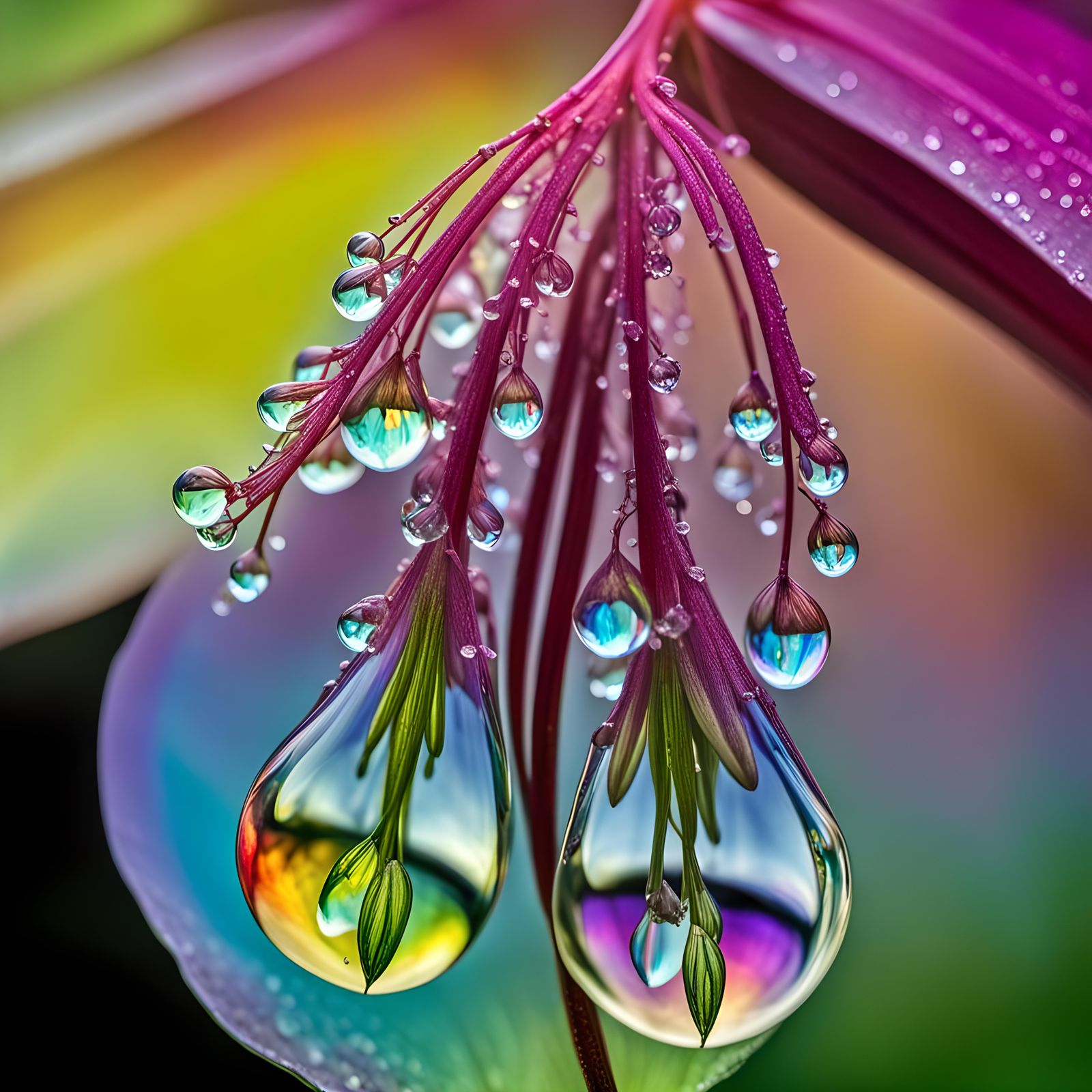 Iridescent dew drops!
