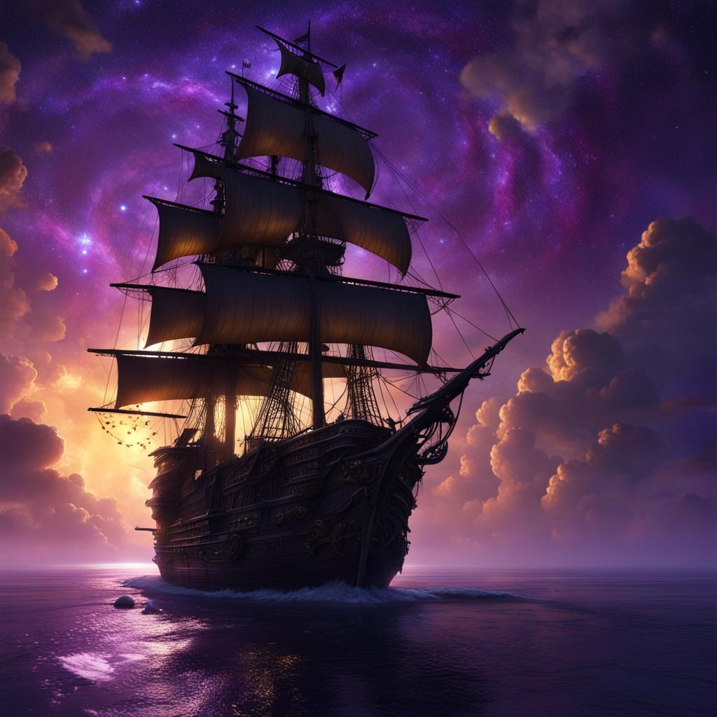 Mystical Stars Light Pirate in Dark Fantasy Art